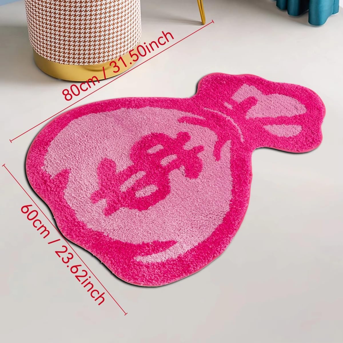 LAKEA Purse Rugs Tufted Material Cartoon Carpet Anime Home Soft Fur Rugs Children Girl Bedroom Living Room Doormat Decor Floor Mat (31.5X23.6inch) (Rounded, 31.5X23.6 inch)